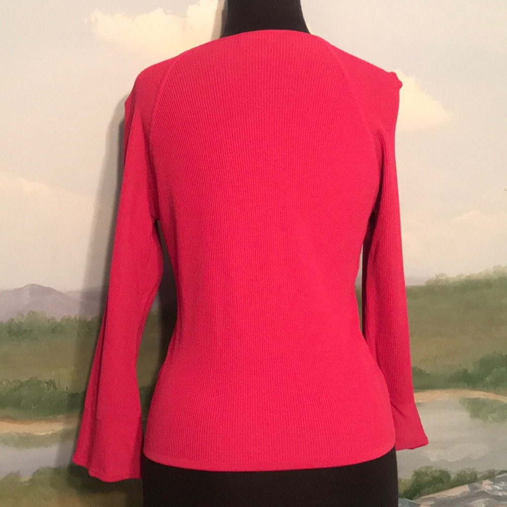 Sigrid Olsen v-neck ribbed sweater -great details - Picture 4 of 8